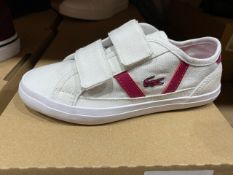 NEW & BOXED LACOSTE WHITE/PINK TRAINERS SIZE INFANT 11