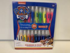 10 x NEW SEALED PAW PATROL SQUEEZE & PAINT - 20 WASHABLE PAINT BRUSHES - HAVE FUN PAINTING WITHOUT