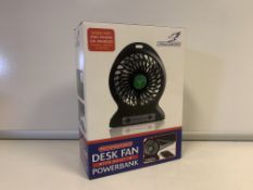 8 X BRAND NEW BOXED FALCON RECHARGEABLE DESK FANS WITH BUILT IN POWERBANK