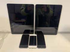 2 X APPLE IPADS, 3 X APPLE PHONES (ALL FOR SPARES AND REPAIRS)