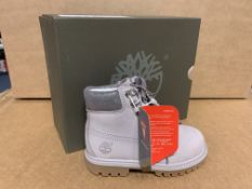 (NO VAT) 4 X BRAND NEW CHILDRENS TIMBERLANDS PREMIUM LIGHT GREY NUBUCK BOOTS SIZE i8