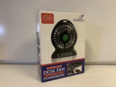 8 X BRAND NEW BOXED FALCON RECHARGEABLE DESK FANS WITH BUILT IN POWERBANK