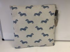 8 X BRAND NEW EMILY BOND DACHSHUND BLUE KNITTED CUSHIONS 50 X 50CM RRP £40 EACH