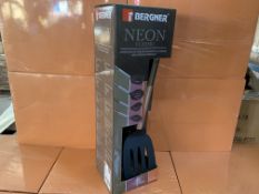 12 X BRAND NEW BERGNER NEON CLASSIC 4 PIECE UTENSIL SETS