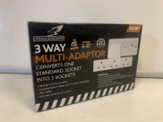 24 x NEW BOXED FALCON 3 WAY MULTI ADAPTOR. CONVERTS ONE STANDARD SOCKET TO 3 SOCKETS