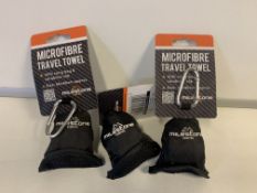 54 x NEW PACKAGED MILESTONE MICROFIBRE TRAVEL TOWEL WITH CARRY BAG