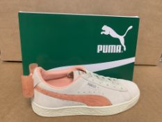 (NO VAT) 2 X BRAND NEW CHILDRENS PUMA WHITE/PEACH TRAINERS SIZE J4