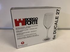 18 X BRAND NEW PACKS OF 6 RETAIL BOXED BORGO FORTE DUCALE 27 GLASSES