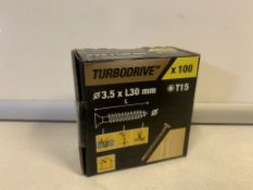 48 X BRAND NEW BOXES OF TURBO DRIVE 3.5 X 30MM SCREWS