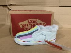 (NO VAT) 3 x NEW BOXED PAIRS OF VANS ASHER V CLOUD RAINBOW SHOES. SIZE UK INFANT 8