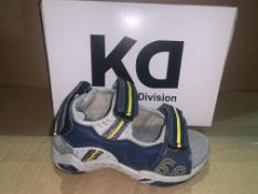 (NO VAT) 4 x NEW BOXED PAIRS OF THE KIDS DIVISION NAVY SANDLES. SIZE INFANT 4