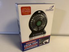 8 X BRAND NEW BOXED FALCON RECHARGEABLE DESK FANS WITH BUILT IN POWERBANK