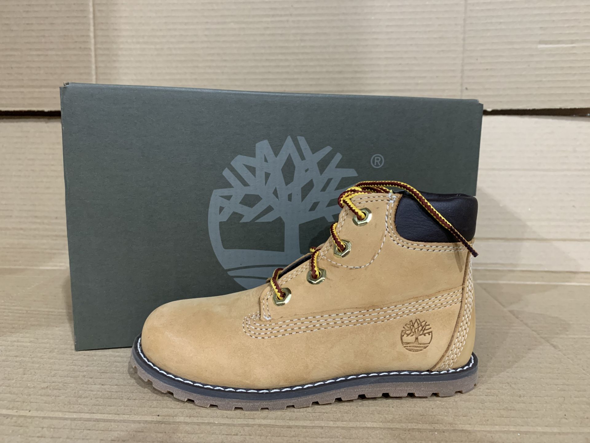 (NO VAT) 2 x NEW BOXED PAIRS OF TIMBERLANDS POKEY PINE 6 INSH SIDE ZIP BOOTS. SIZE UK INFANT 8.5