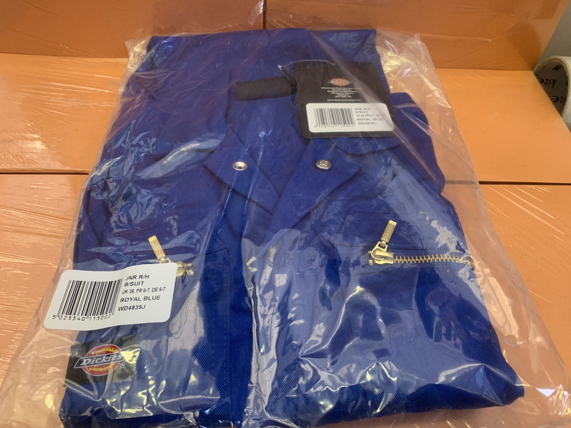 7 X BRAND NEW DICKIES JUNIOR COVERALL WITH FRONT ZIP ROYAL BLUE SIZE UK26