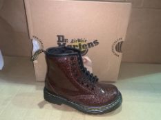 (NO VAT) 3 x NEW BOXED PAIRS OF DR MARTENS AIR WAIR GLITTER T - ROSE BROWN BOOTS SIZE UK INFANT 7
