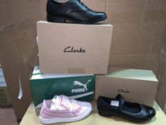 (NO VAT) 3 x NEW BOXED PAIRS OF TRAINERS TO INCLUDE 2 x CLARKES (SCALA GEM & SAMI WALK) & 1 x PAIR