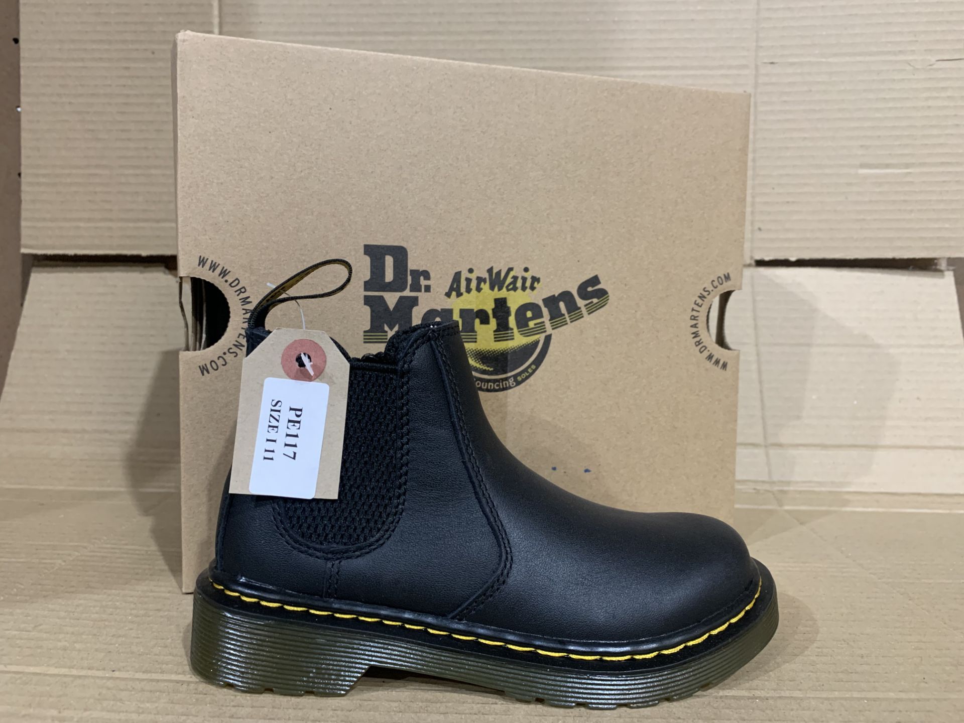 (NO VAT) 2 x NEW BOXED PAIRS OF DR MARTENS AIRWAIR SOFTY T BOOTS. SIZE INFANT 11