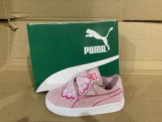 (NO VAT) 4 x NEW BOXED PAIRS OF PUMA SUEDE DECONSTR BUTTERFLY TRAINERS. SIZE UK INFANT 8