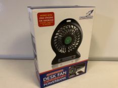 8 X BRAND NEW BOXED FALCON RECHARGEABLE DESK FANS WITH BUILT IN POWERBANK