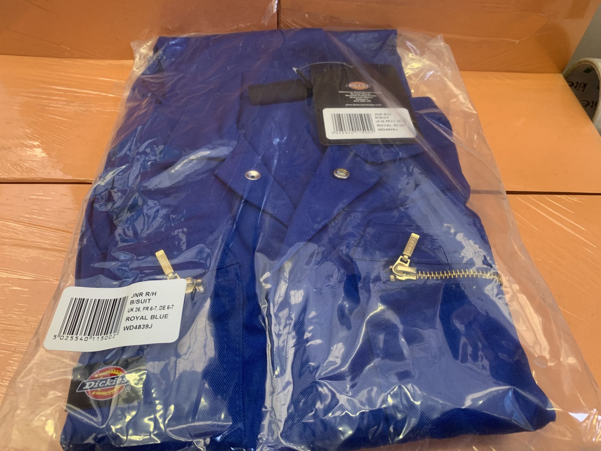 6 X BRAND NEW DICKIES JUNIOR COVERALL WITH FRONT ZIP ROYAL BLUE SIZE UK30