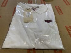 (NO VAT) 13 x NEW SEALED FLY53 WHITE POLO SHIRTS. SIZE UK 13 YEARS