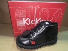 (NO VAT) 3 x NEW BOXED PAIRS OF KICKERS KICK HI J CORE BLACK BOOTS. SIZE INFANT 13