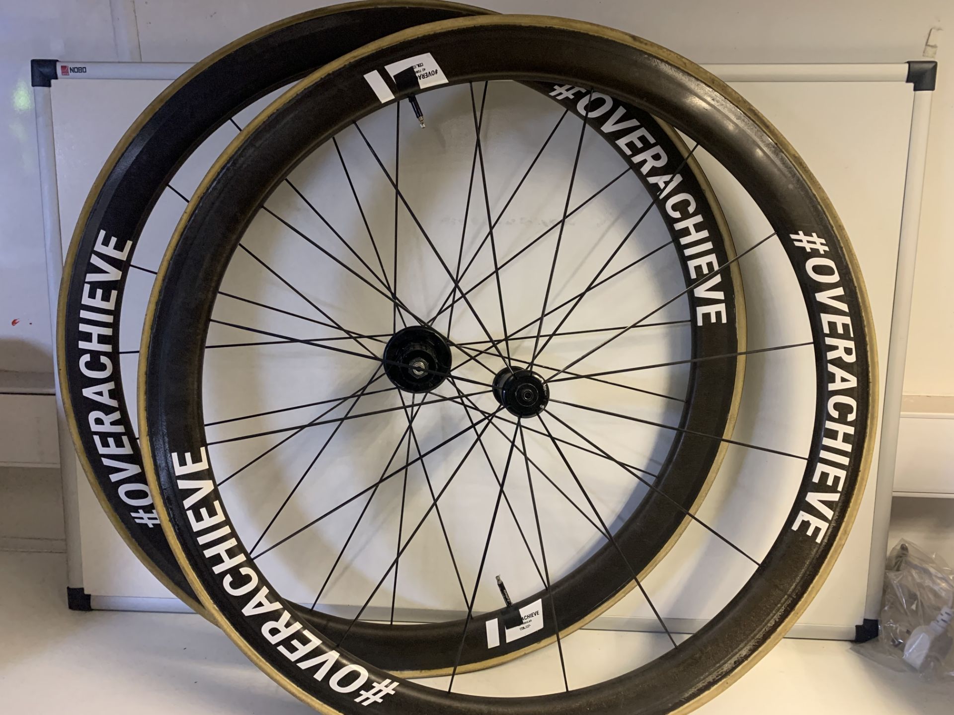 2 X OVERACHIEVE VITTORIA CORSA 25-28 INCH BIKE WHEELS. RRP CIRCA £1,000