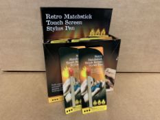 192 X BRAND NEW RETRO MATCHSTICK TOUCH SCREEN STYLUS PENS IN 2 BOXES (662/30)
