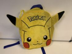 60 X POKEMON PLUSH BACKPACKS (STITCHING MAY BE COMING LOOSE) (1327/30)