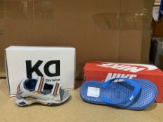 (NO VAT) 3 X BRAND NEW NIKE BLUE SLIDERS SIZE J1 AND 3 X KIDS DIVISION SANDLAS SIZE i14