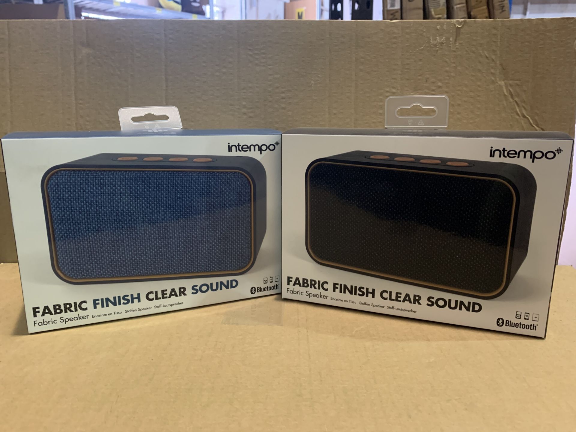 4 X BRAND NEW ITEMPO FABRIC FINISH CLEAR SOUND BLUETOOTH SPEAKERS