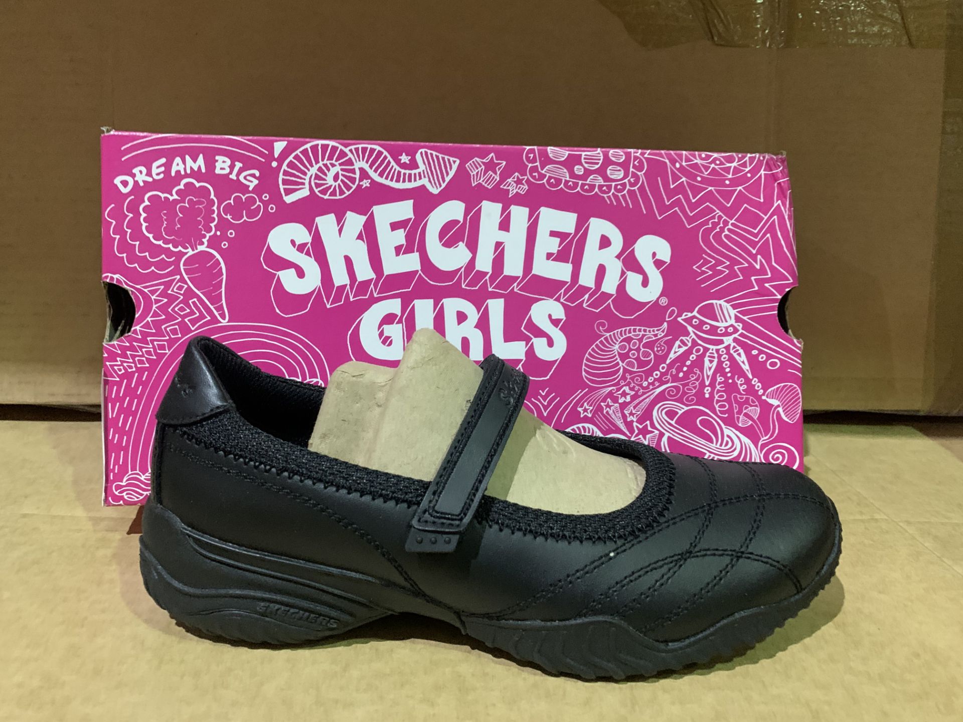 (NO VAT) 5 X BRAND NEW SKETCHERS GIRLS BLACK SHOES SIZE UK3