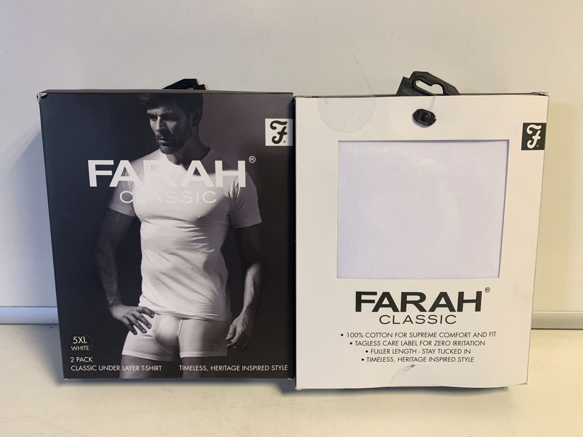 5 X BRAND NEW FARAH CLASSIC WHITE T SHIRT TWIN PACKS SIZE 5XL