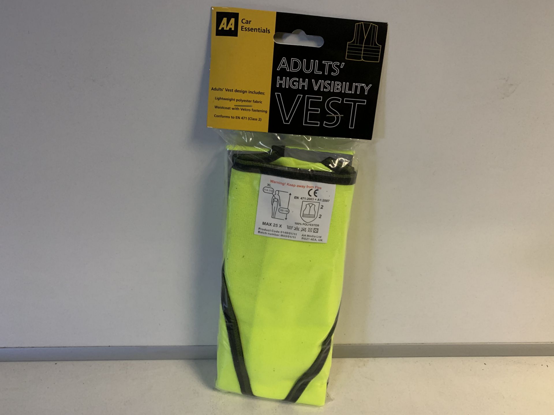 40 x NEW PACKAGED AA ADULTS HIGH VISIBILITY VESTS