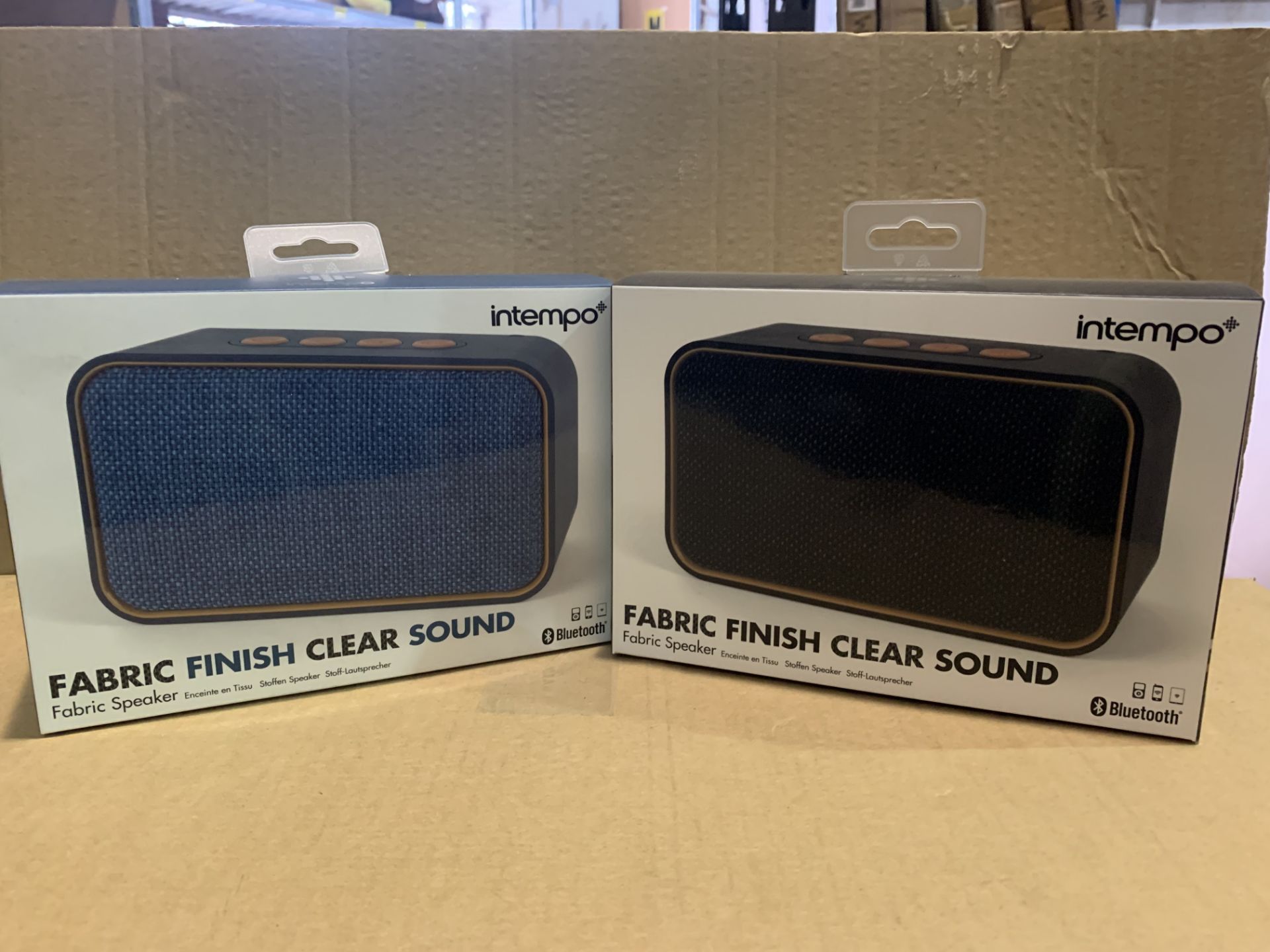 4 X BRAND NEW ITEMPO FABRIC FINISH CLEAR SOUND BLUETOOTH SPEAKERS