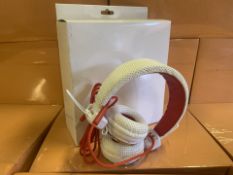 12 X BRAND NEW CHILDRENS RED AND WHITE HEADPHONES (1159/30)