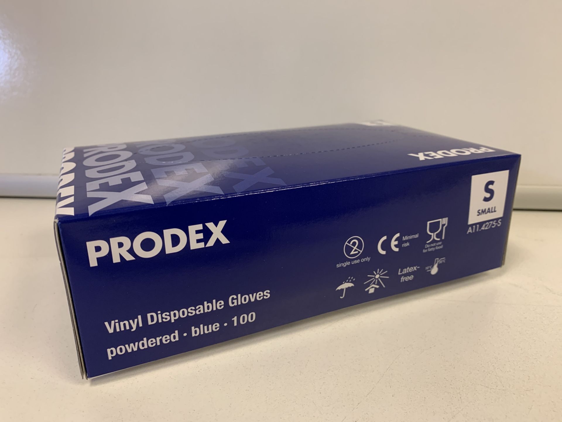 10 X PACKS OF 100 PRODEX VINYL DISPOSABLE GLOVES POWDERED BLUE (342/30)