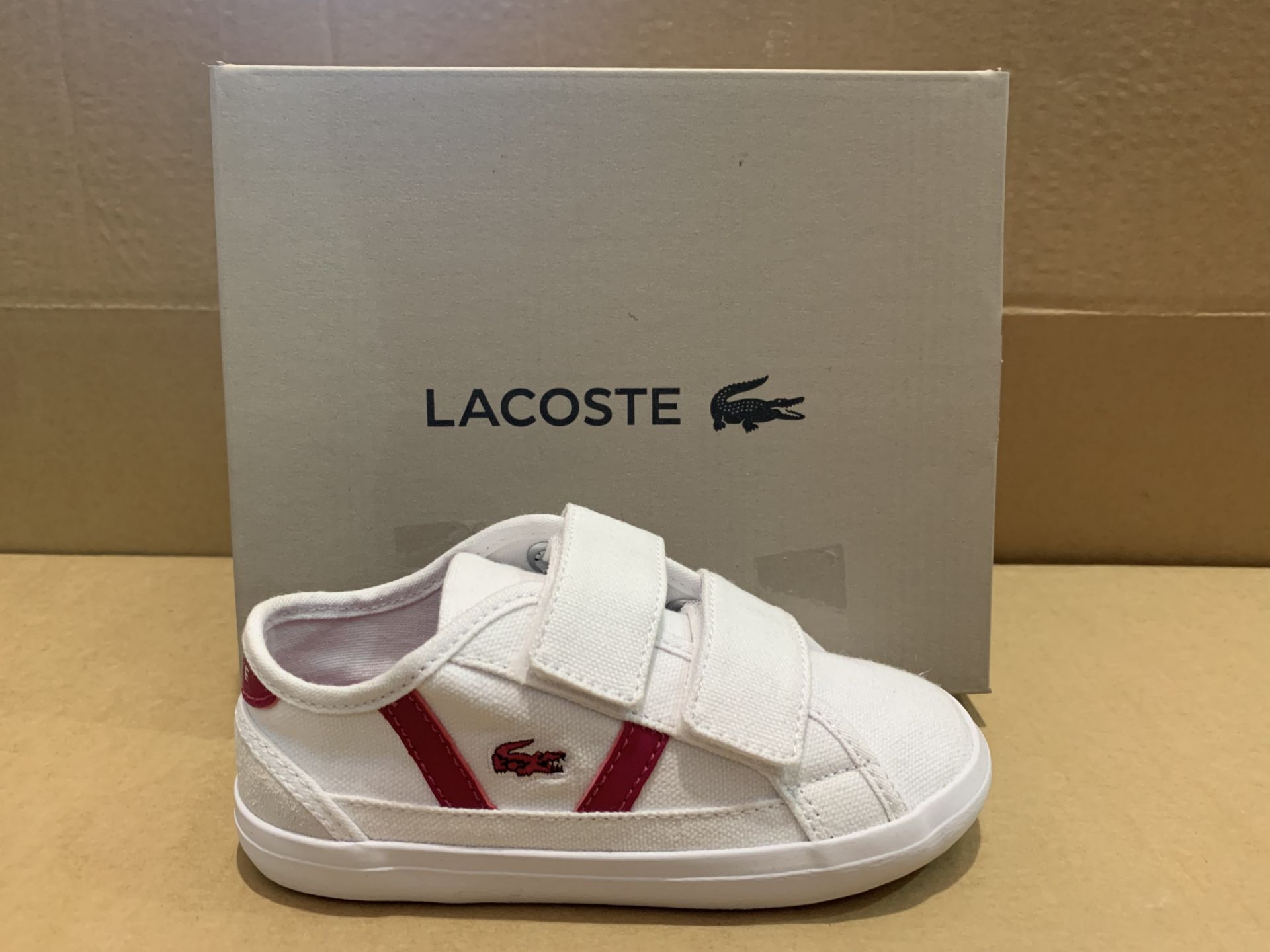 (NO VAT) 4 X BRAND NEW LACOSTE PINK AND WHITE TRAINERS SIZE i8
