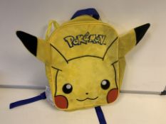 60 X POKEMON PLUSH BACKPACKS (STITCHING MAY BE COMING LOOSE) (1330/30)