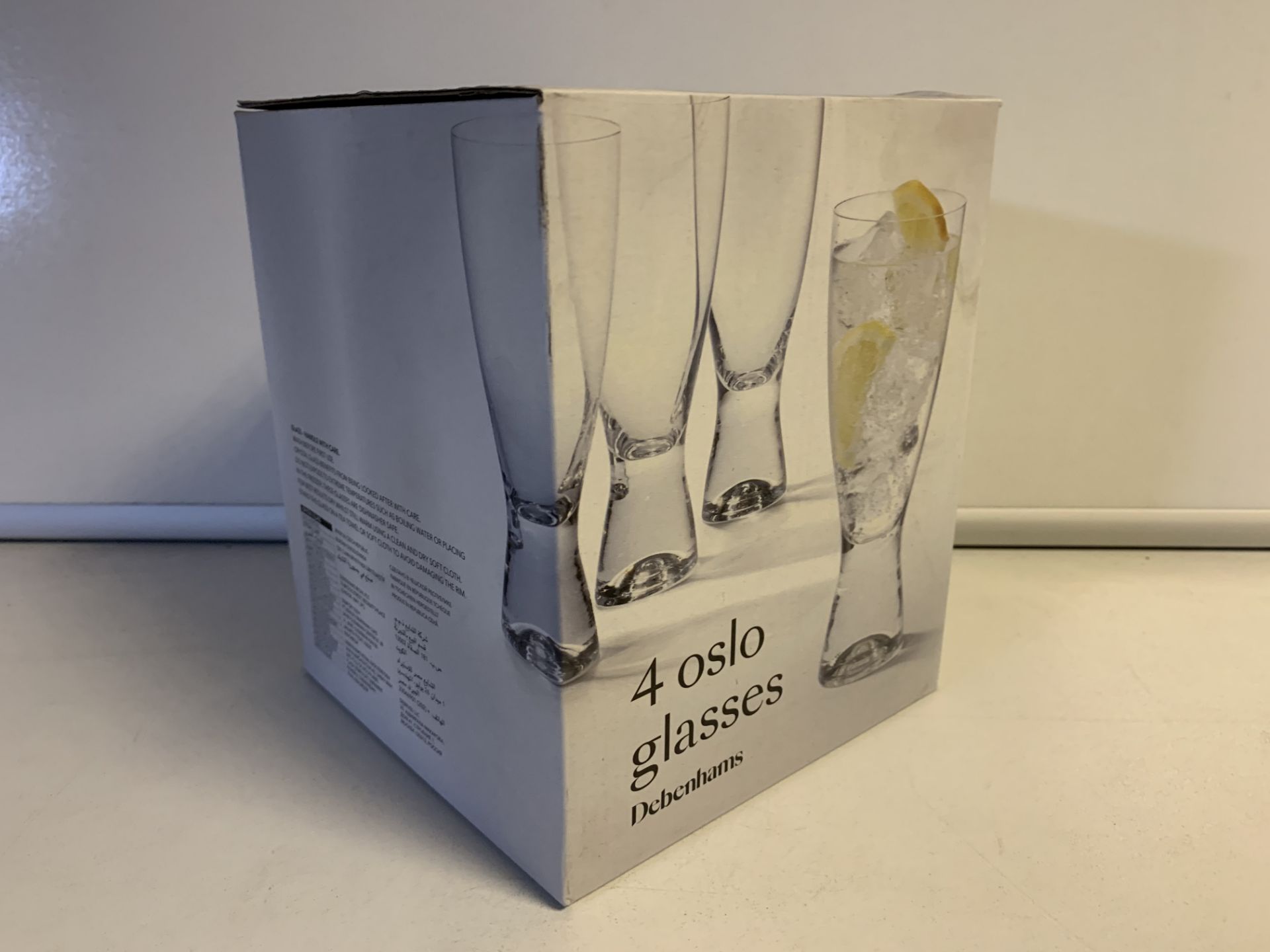 5 x NEW BOXED SETS OF 4 DEBENHAMS OSLO GLASSES. PRICE MARKED AT £20 PER SET