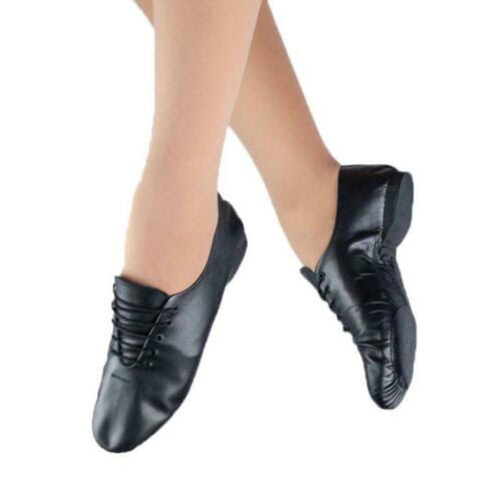 30 X CHILDRENS DANCE DEPOT LEATHER SPLIT SOLE JAZZ SHOES IN VARIOUS SIZES BLACK - Image 2 of 2