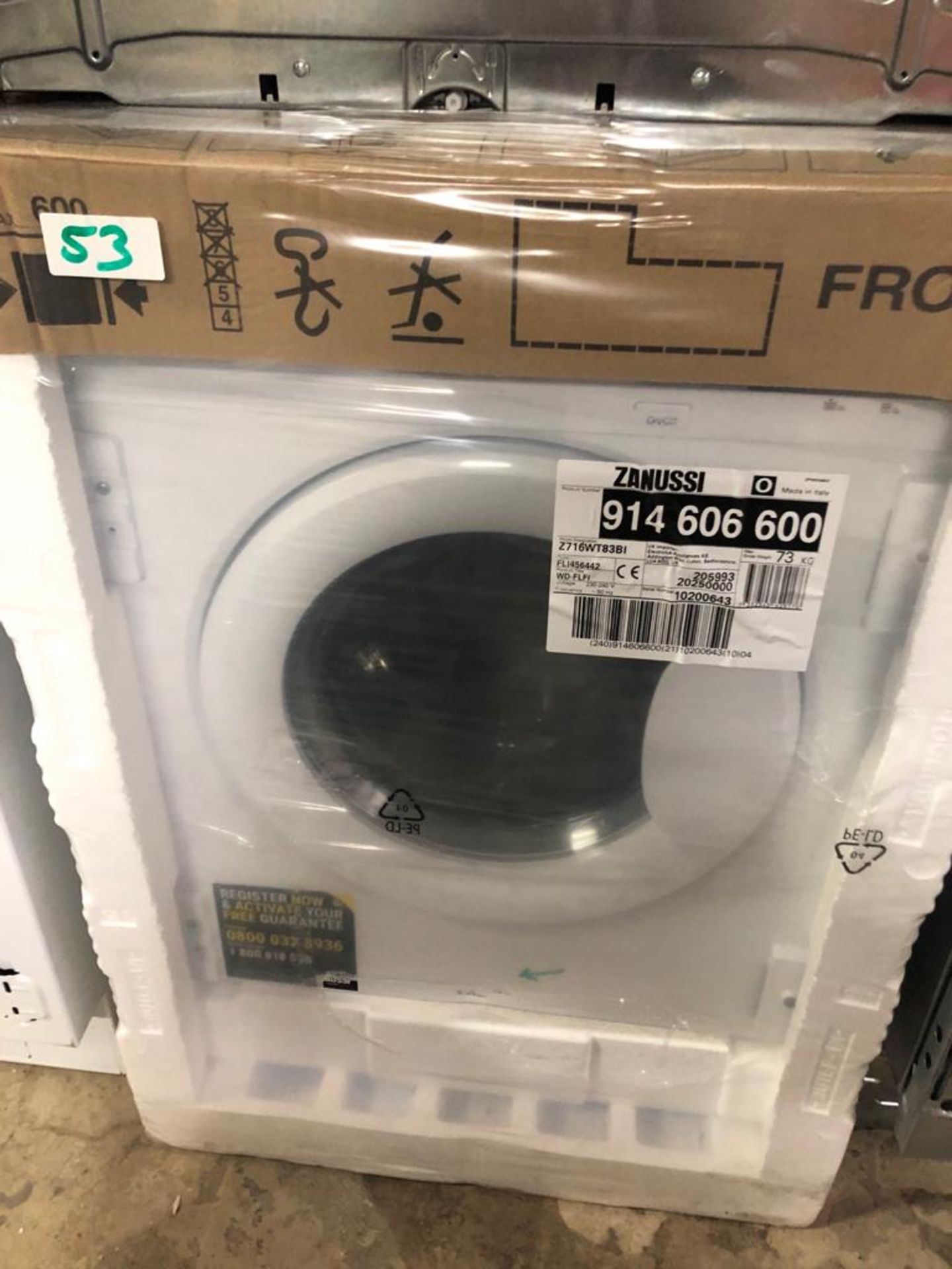 NEW/GRADED AND PACKAGED Zanussi Z716WT83BI Integrated Washer Dryer, 7kg/4kg Load (Scratches on the