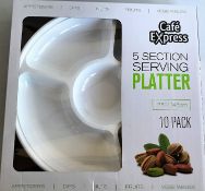 PALLET TO CONTAIN 108 x NEW SETS OF 10 CAFÉ EXPRESS PLASTIC 5 SECTION SERVING PLATTERS. RRP £19 PLUS