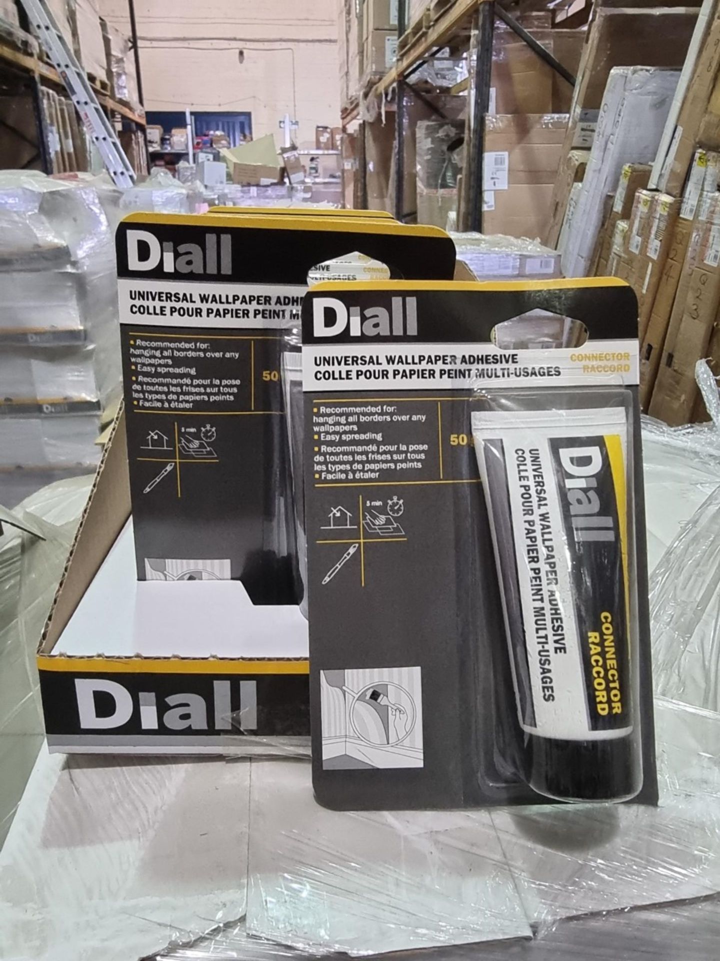 (B190) PALLET TO CONTAIN 420 x DIALL UNIVERSAL WALLPAPER ADHESIVE. 50G. RRP £4.99 EACH.