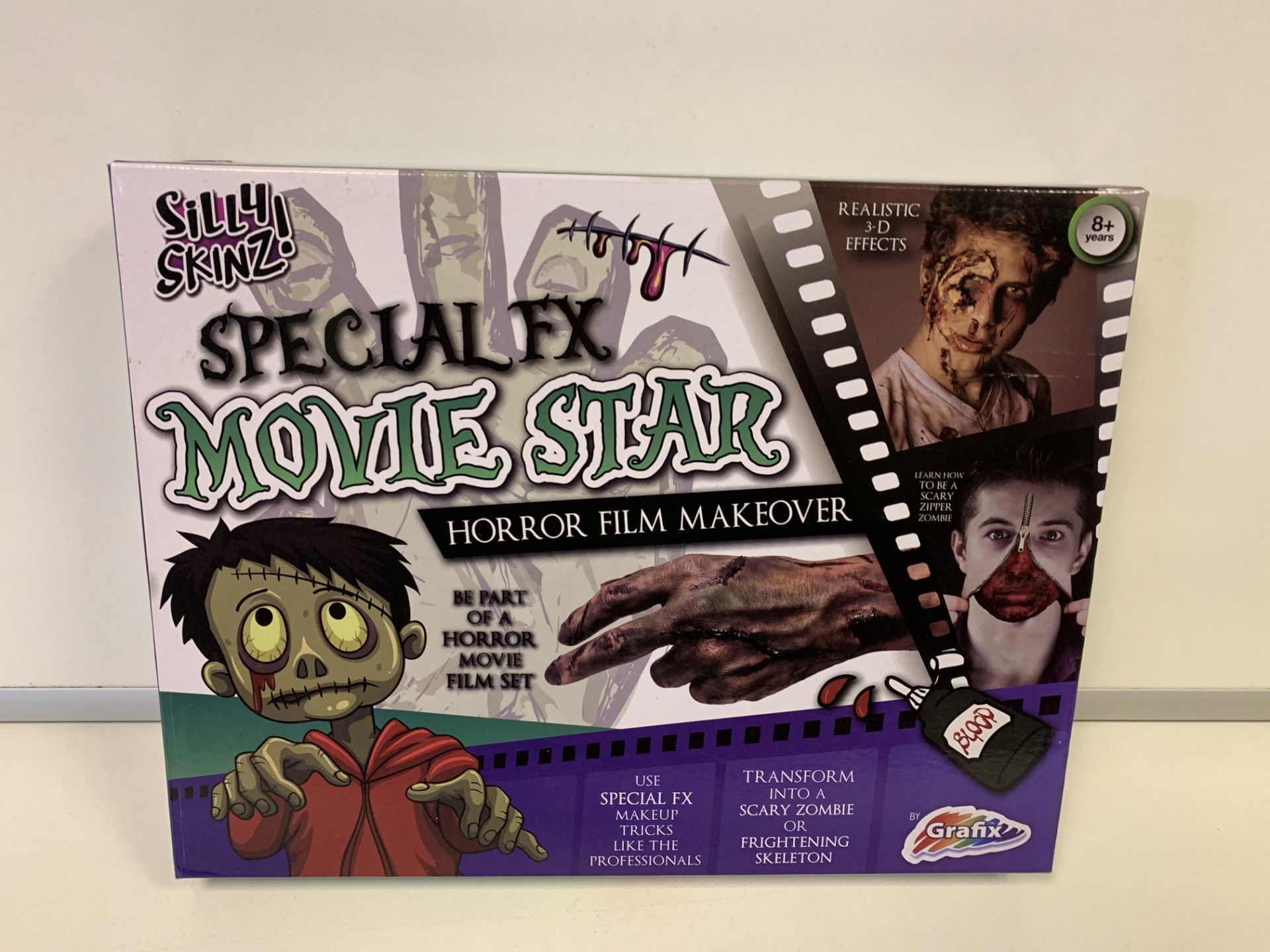 PALLET TO CONTAIN 100 x NEW BOXED GRAFIX SPECIAL FX MOVIE STAR HORROR FILM MAKEOVER KITS. RRP £10.99