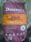 (B144) PALLET TO CONTAIN 90 x 10KG BAGS OF BOSTIK SGS POURABLE GROUT - GREY