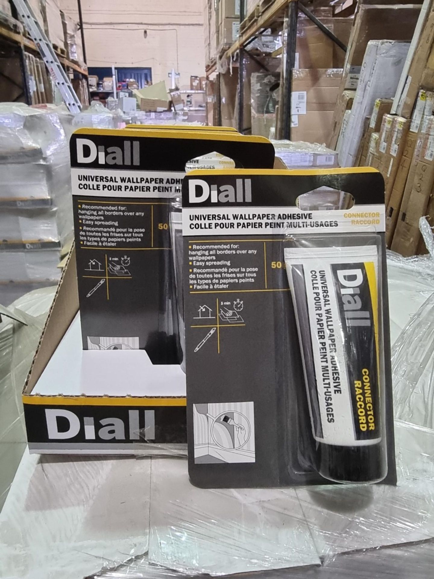 (B191) PALLET TO CONTAIN 420 x DIALL UNIVERSAL WALLPAPER ADHESIVE. 50G. RRP £4.99 EACH.