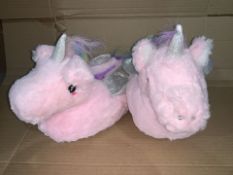 (NO VAT) 10 x NEW PACKAGED PAIRS OF UNICORN SLIPPERS SIZE UK 2/3 (17/6)