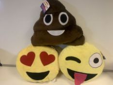 24 x NEW TAGGED EMOJI CUSHIONS IN VARIOUS DESIGNS (1071/30)