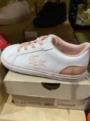 NEW & BOXED LACOSTE WHITE/PINK SIZE INFANT 9 (421/28)